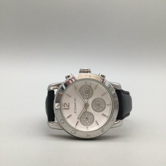 Coach Legacy Sport Chronograph Watch Women 36mm Silver Tone Leather New Battery main image 5